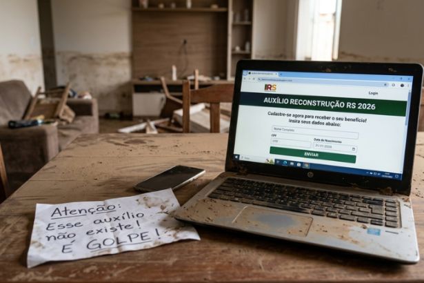 Auxílio Reconstrução 2026 não existe: golpe mira moradores do RS e reacende alerta sobre fraudes