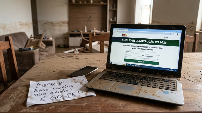 Auxílio Reconstrução 2026 não existe: golpe mira moradores do RS e reacende alerta sobre fraudes